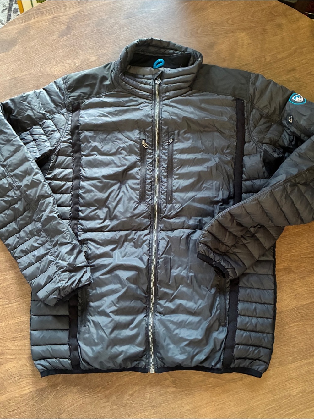 KUHL Spyfire Down Jacket Mens Large black Puffer Full Zip Lightweight Quilted